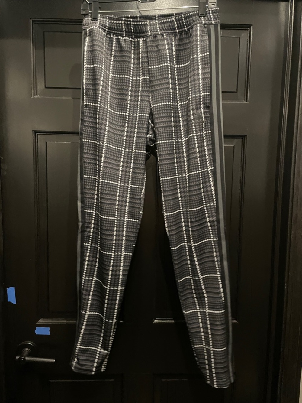 Adidas Black & White Plaid Track Pants